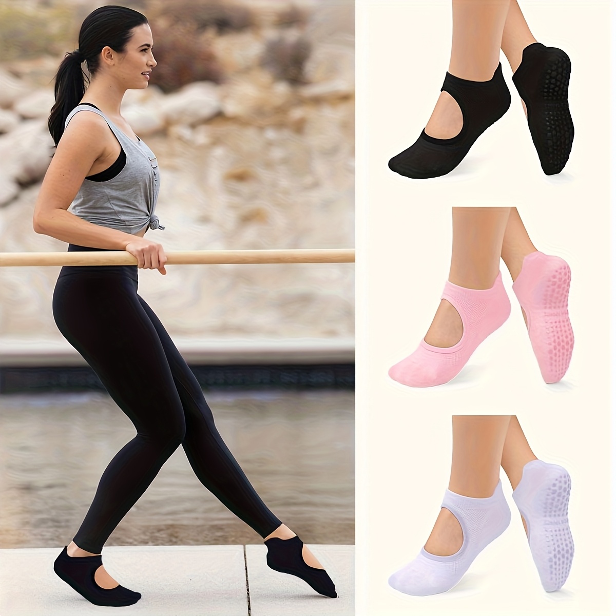 Non Slip Grip Women Socks for  – обзор и цена Pilates Yoga Barre