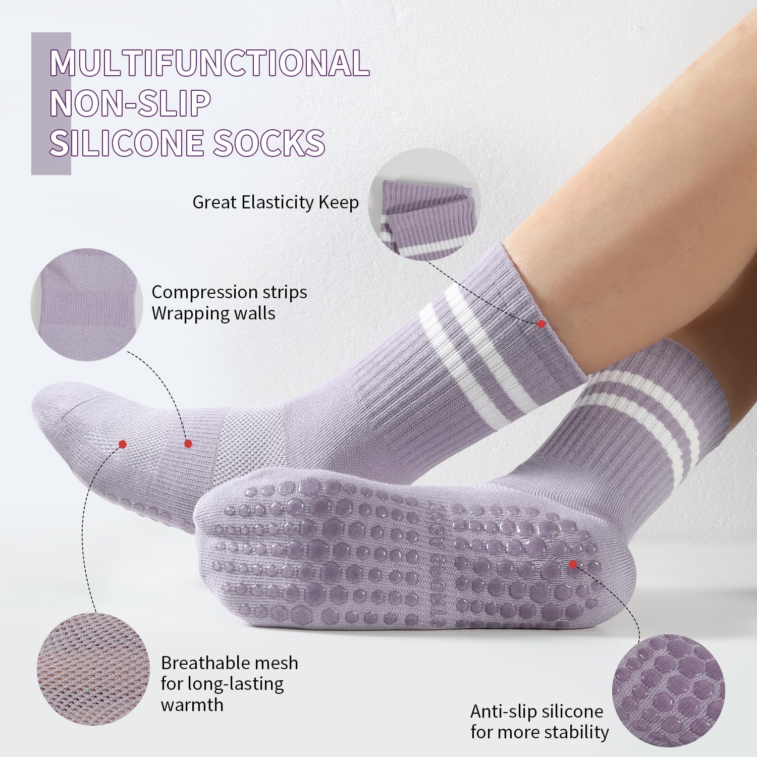 4 pairs BUDERMMY Pilates Socks – обзор и цена Pilates Yoga Barre
