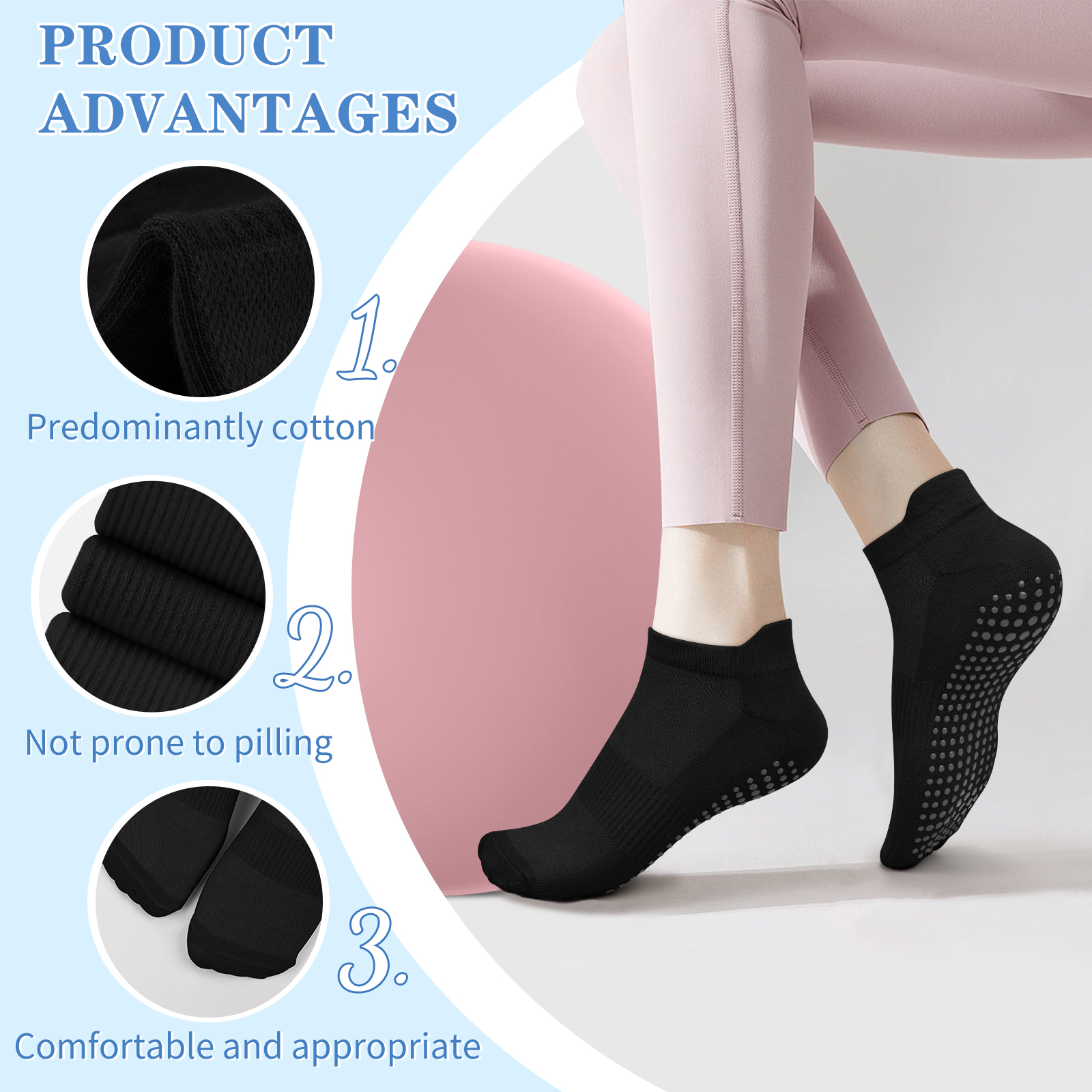 3 Pairs Yoga Socks Women Cotto – обзор и цена Pilates Yoga Gym